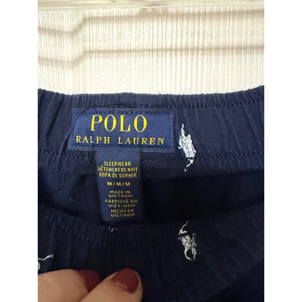 Polo Ralph Lauren Mens Navy Blue Pony Logo Sleepwear Jogger Pants Size Medium - Picture 6 of 7